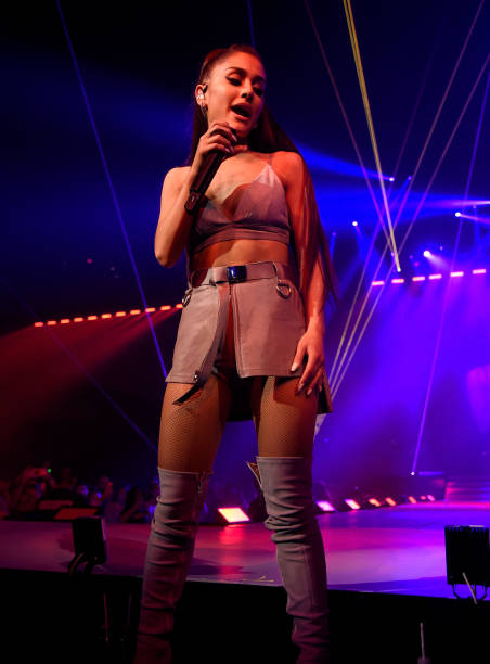 Ariana Grande performs on stage during the "Dangerous Woman" Tour Opener at Talking Stick Resort Arena on February 3, 2017 in Phoenix, Arizona. (452×612)