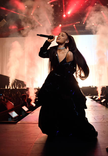 Ariana Grande performs on stage during the "Dangerous Woman" Tour Opener at Talking Stick Resort Arena on February 3, 2017 in Phoenix, Arizona. (426×612)