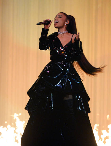 Ariana Grande performs on stage during the "Dangerous Woman" Tour Opener at Talking Stick Resort Arena on February 3, 2017 in Phoenix, Arizona. (468×612)