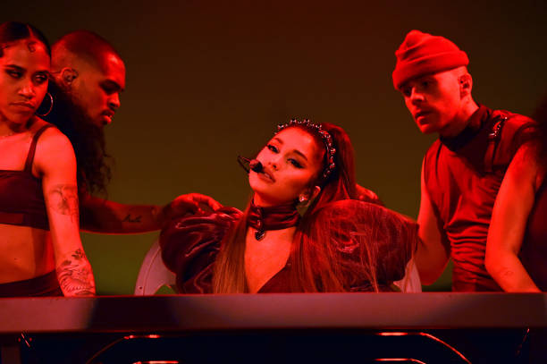 Ariana Grande performs onstage during Ariana Grande Sweetener World Tour at Staples Center on May 07, 2019 in Los Angeles, California. (612×407)