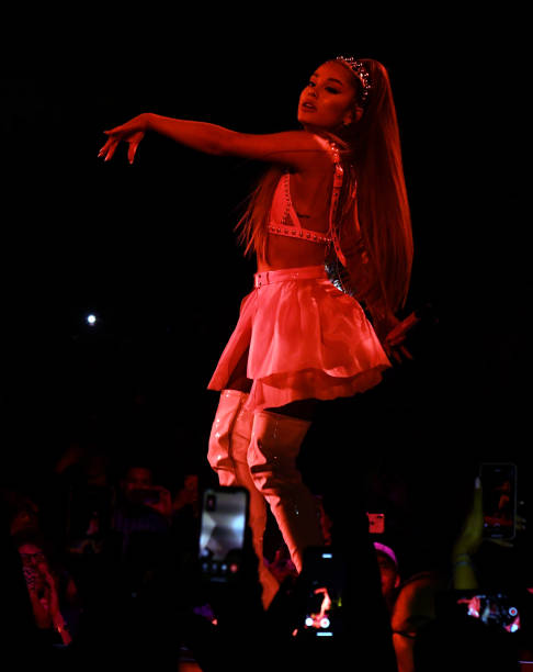 Ariana Grande performs onstage during Ariana Grande Sweetener World Tour at Staples Center on May 07, 2019 in Los Angele