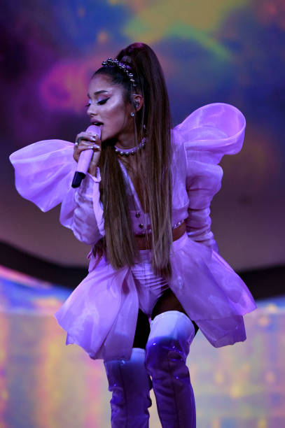 Ariana Grande performs onstage during Ariana Grande Sweetener World Tour at Staples Center on May 07, 2019 in Los Angele