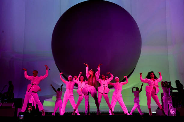 Ariana Grande performs onstage during Ariana Grande Sweetener World Tour at Staples Center on May 07, 2019 in Los Angeles, California. (612×408)