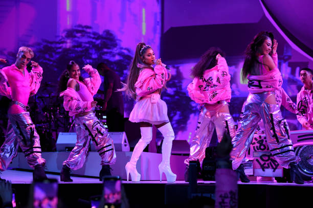 Ariana Grande performs onstage during Ariana Grande Sweetener World Tour at Staples Center on May 07, 2019 in Los Angeles, California. (612×407)