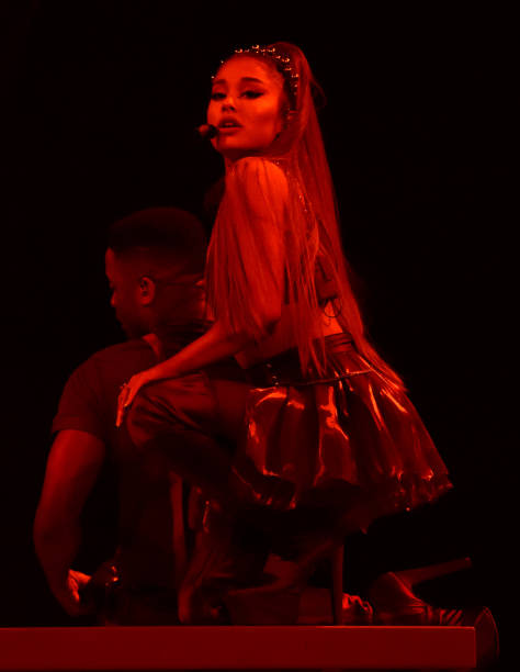 Ariana Grande performs onstage during Ariana Grande Sweetener World Tour at Staples Center on May 07, 2019 in Los Angele