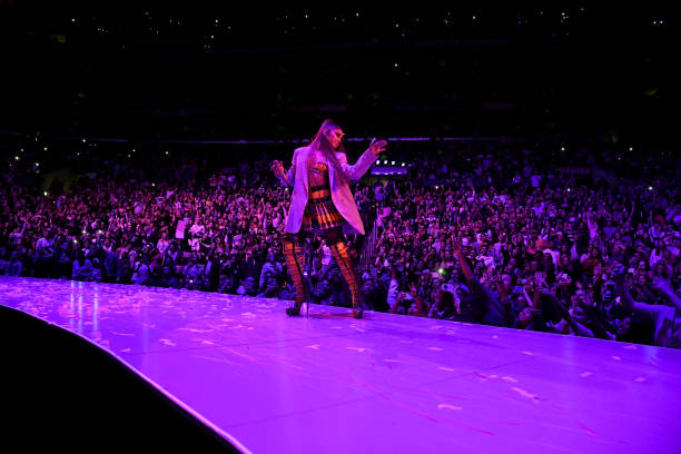 Ariana Grande performs onstage during Ariana Grande Sweetener World Tour at Staples Center on May 07, 2019 in Los Angele