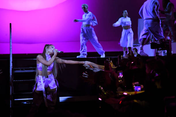 Ariana Grande performs onstage during Ariana Grande Sweetener World Tour at Staples Center on May 07, 2019 in Los Angeles, California. (612×408)