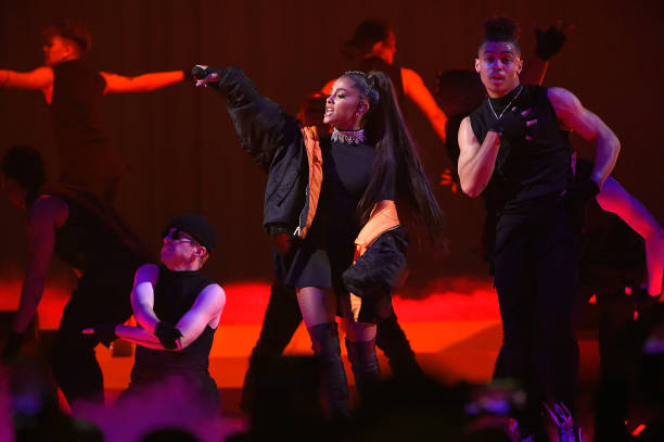 Ariana Grande performs onstage during her "Dangerous Woman" tour at Madison Square Garden on February 23, 2017 in New York City. (612×407)