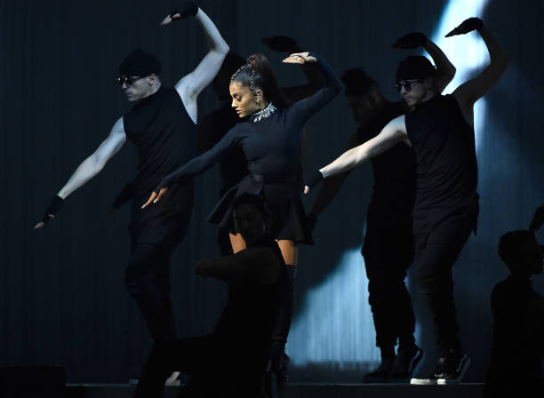 Ariana Grande performs onstage during her "Dangerous Woman" tour at Madison Square Garden on February 23, 2017 in New York City. (612×448)