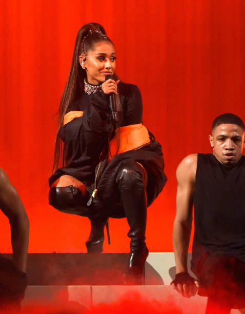 Ariana Grande performs onstage during her "Dangerous Woman" tour at Madison Square Garden on February 23, 2017 in New York City. (478×612)