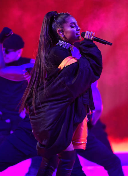 Ariana Grande performs onstage during her "Dangerous Woman" tour at Madison Square Garden on February 23, 2017 in New York City. (446×612)