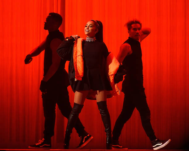 Ariana Grande performs onstage during her "Dangerous Woman" tour at Madison Square Garden on February 23, 2017 in New York City. (612×490)