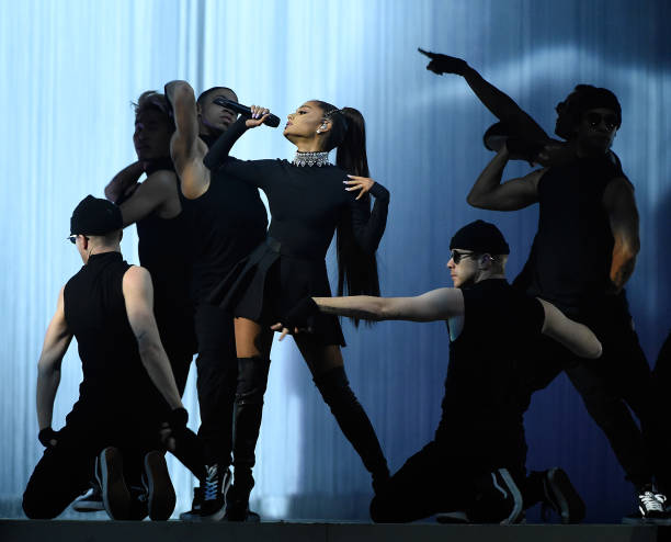 Ariana Grande performs onstage during her "Dangerous Woman" tour at Madison Square Garden on February 23, 2017 in New York City. (612×494)
