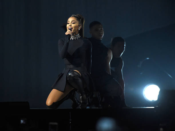 Ariana Grande performs onstage during her "Dangerous Woman" tour at Madison Square Garden on February 23, 2017 in New York City. (612×458)