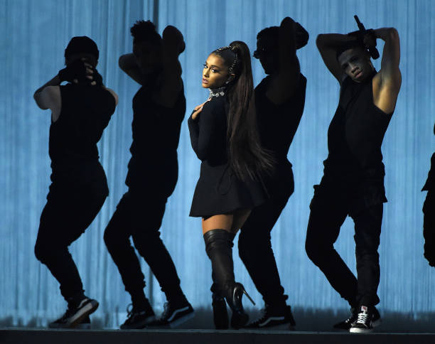 Ariana Grande performs onstage during her "Dangerous Woman" tour at Madison Square Garden on February 23, 2017 in New York City. (612×484)