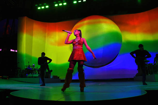 Ariana Grande performs onstage during her "Sweetener World Tour" at Madison Square Garden on June 18, 2019 in New York C