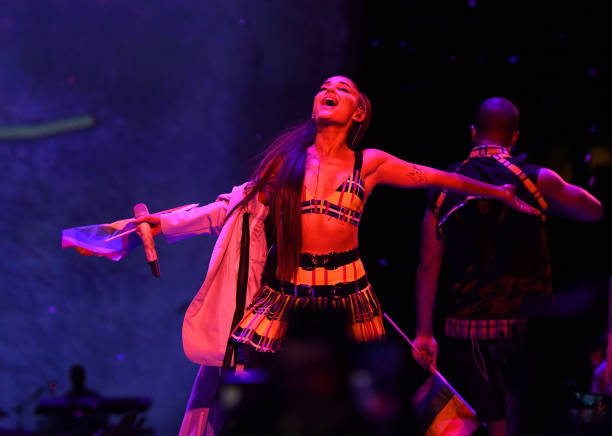Ariana Grande performs onstage during her "Sweetener World Tour" at Madison Square Garden on June 18, 2019 in New York City. (612×436)