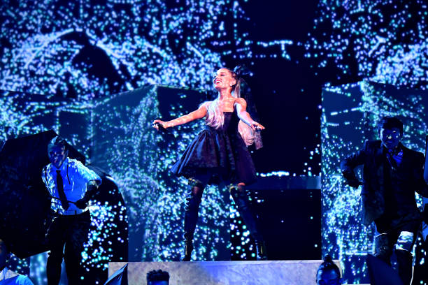 Ariana Grande performs onstage during the 2018 Billboard Music Awards at MGM Grand Garden Arena on May 20, 2018 in Las Vegas, Nevada. (612×408)