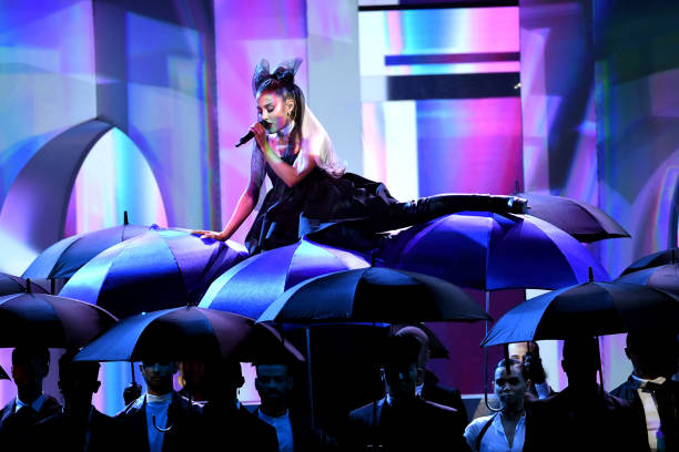 Ariana Grande performs onstage during the 2018 Billboard Music Awards at MGM Grand Garden Arena on May 20, 2018 in Las Vegas, Nevada. (612×408)