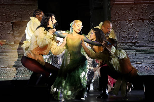 Ariana Grande performs onstage during The 2024 Met Gala Celebrating "Sleeping Beauties: Reawakening Fashion" at The Metropolitan Museum of Art on May 06, 2024 in New York City. — frame 147/236 (612×408)