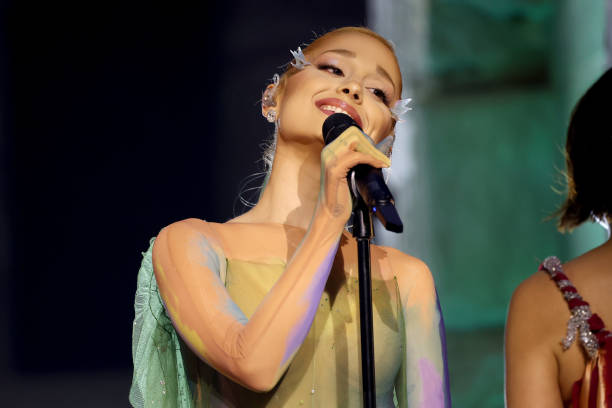 Ariana Grande performs onstage during The 2024 Met Gala Celebrating "Sleeping Beauties: Reawakening Fashion" at The Metr