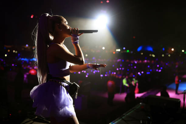 Ariana Grande performs with Kygo onstage during the 2018 Coachella Valley Music And Arts Festival at the Empire Polo Field on April 20, 2018 in Indio, California. — frame 9/19 (612×409)