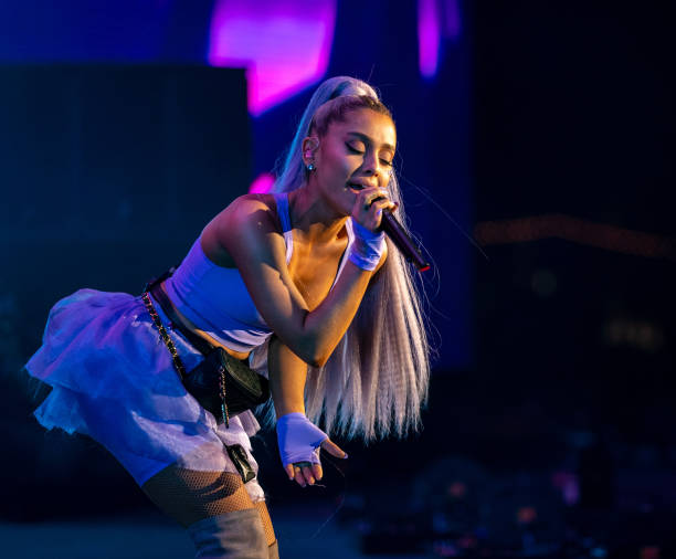 Ariana Grande performs with Kygo onstage during the 2018 Coachella Valley Music And Arts Festival at the Empire Polo Field on April 20, 2018 in Indio, California. — frame 3/19 (612×506)