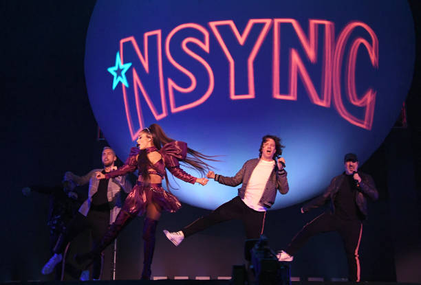 Ariana Grande performs with members of NSYNC Chris Kirkpatrick, Lance Bass, JC Chasez and Joey Fatone on Coachella Stage during the 2019 Coachella Valley Music And Arts Festival on April 14, 2019 in Indio, California. (612×415)