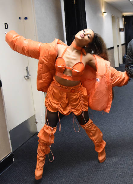 Ariana Grande poses backstage during the Sweetener World Tour - Opening Night at Times Union Center on March 18, 2019 in Albany, New York. (441×612)
