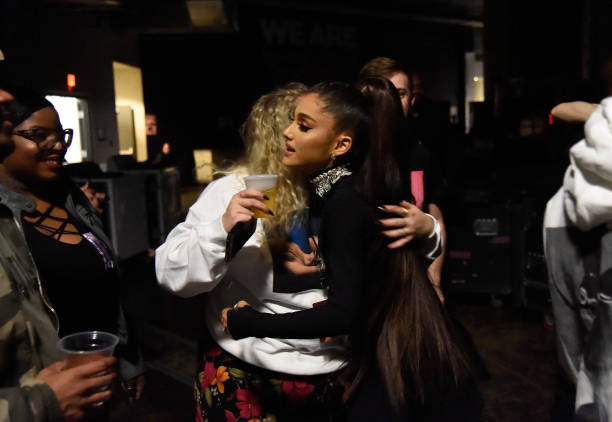 Ariana Grande prepares to go on stage during the "Dangerous Woman" Tour Opener at Talking Stick Resort Arena on February 3, 2017 in Phoenix, Arizona. (612×422)