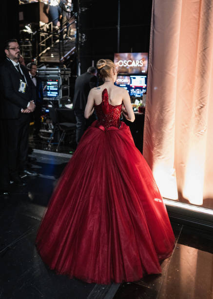 Ariana Grande seen backstage at the 97th Annual Oscars at Dolby Theatre on March 02, 2025 in Hollywood, California