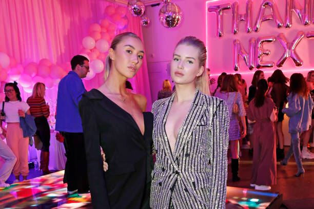 Sophie Habboo and Lottie Moss attend the VIP launch of Ariana Grande's 'Thank U, Next' fragrance in Shoreditch on September 27, 2019 in London, England. (612×408)