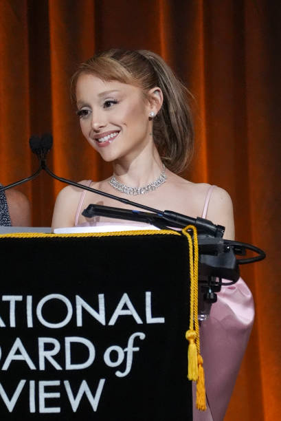 Ariana Grande speaks onstage at The National Board of Review Gala held at Cipriani on January 7, 2025 in New York, New Y