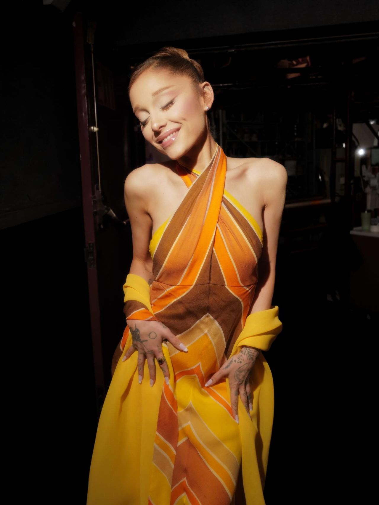 Ariana Grande Wears Bob Mackie Chevron Gown In New Photoshoot