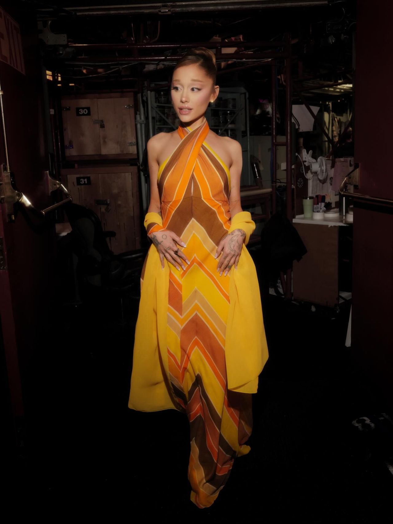 Ariana Grande Wears Bob Mackie Chevron Gown In New Photoshoot