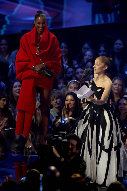 Ciara and Ariana Grande onstage during the 2025 MTV Video Music Awards at UBS Arena on September 07, 2025 in Elmont, New York. — frame 118/246 (408×612)