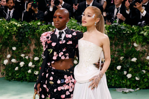 Cynthia Erivo and Ariana Grande attend the 2024 Costume Institute Benefit for "Sleeping Beauties: Reawakening Fashion" at The Metropolitan Museum of Art on May 06, 2024 in New York City. (612×408)