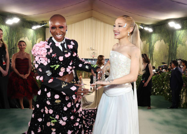 Cynthia Erivo and Ariana Grande attend The 2024 Met Gala Celebrating "Sleeping Beauties: Reawakening Fashion" at The Metropolitan Museum of Art on May 06, 2024 in New York City. (612×440)