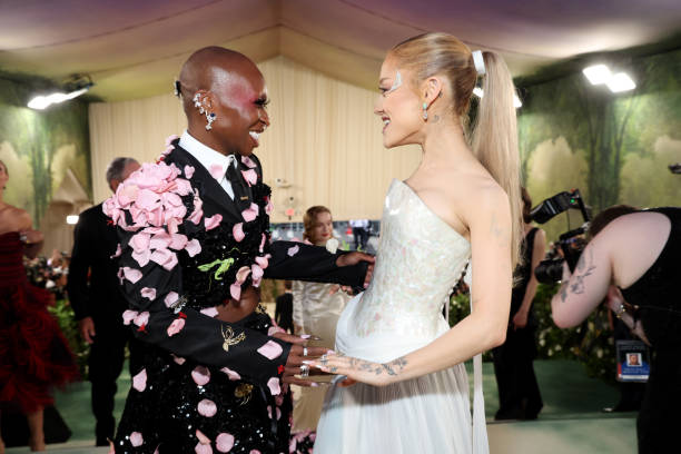 Cynthia Erivo and Ariana Grande attend The 2024 Met Gala Celebrating "Sleeping Beauties: Reawakening Fashion" at The Metropolitan Museum of Art on May 06, 2024 in New York City. (612×408)