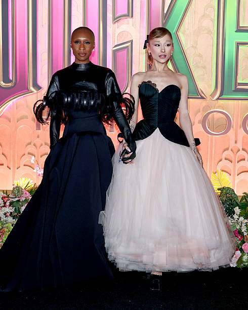 Cynthia Erivo and Ariana Grande attend the "Wicked: For Good!" New York Premiere at David Geffen Hall on November 17, 20