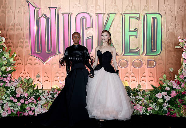 Cynthia Erivo and Ariana Grande attend the "Wicked: For Good!" New York Premiere at David Geffen Hall on November 17, 20