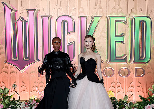 Cynthia Erivo and Ariana Grande attend the "Wicked: For Good!" New York Premiere at David Geffen Hall on November 17, 20