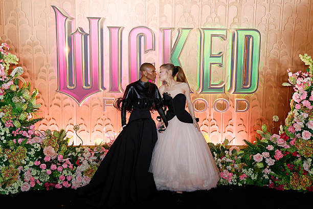 Cynthia Erivo and Ariana Grande attend the "Wicked: For Good!" New York premiere at David Geffen Hall on November 17, 20