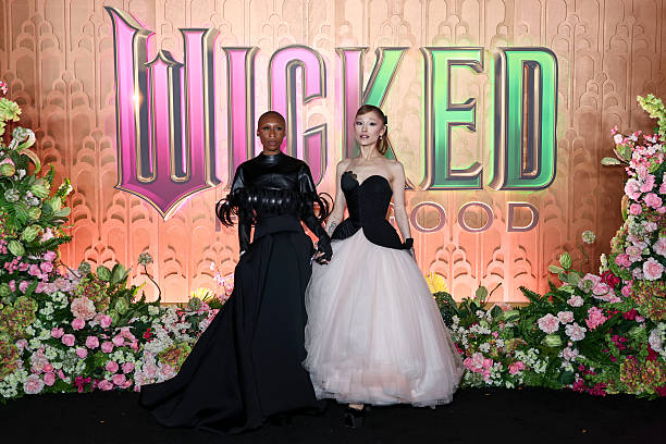 Cynthia Erivo and Ariana Grande attend the "Wicked: For Good!" New York Premiere at David Geffen Hall on November 17, 20