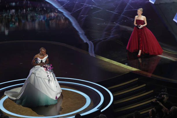 Cynthia Erivo and Ariana Grande perform onstage during the 97th Annual Oscars at Dolby Theatre on March 02, 2025 in Holl