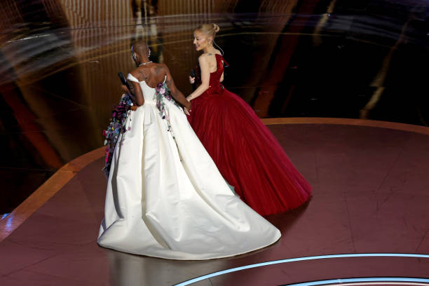 Cynthia Erivo and Ariana Grande perform onstage during the 97th Annual Oscars at Dolby Theatre on March 02, 2025 in Holl