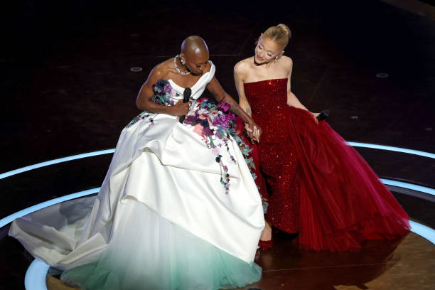 Cynthia Erivo and Ariana Grande perform onstage during the 97th Annual Oscars at Dolby Theatre on March 02, 2025 in Holl