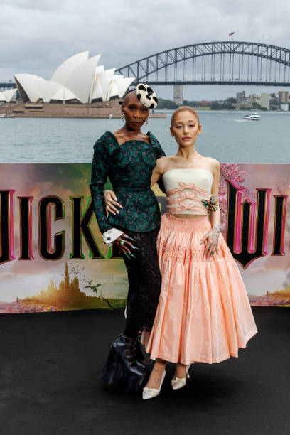 Cynthia Erivo and Ariana Grande pose for a photocall for the Australian premiere of "Wicked" at on November 05, 2024 in 