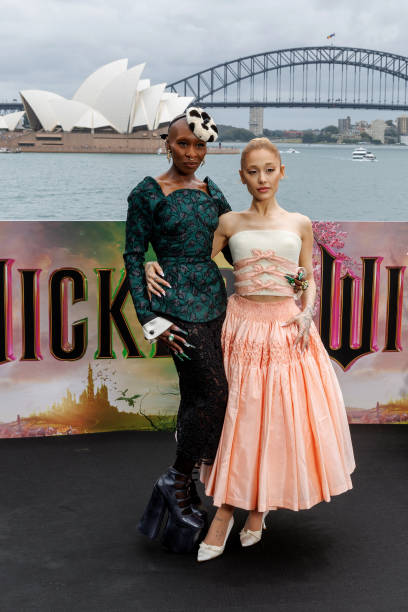 Cynthia Erivo and Ariana Grande pose for a photocall for the Australian premiere of "Wicked" at on November 05, 2024 in 