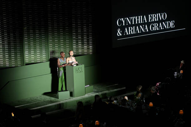 Cynthia Erivo and Ariana Grande speak onstage during the WSJ. Magazine 2024 Innovator Awards on October 29, 2024 in New 